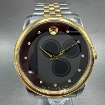 Movado Muesem Watch Men 40mm Black Dial Two Tone Round 0606879 New Battery1