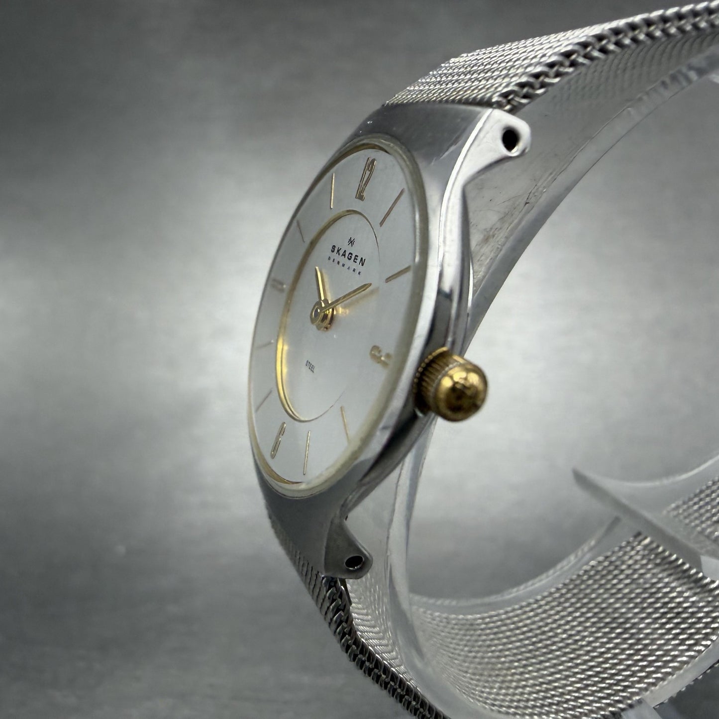 Skagen Watch Women 24mm Silver Dial Stainless Steel Round Mesh Band New Battery2
