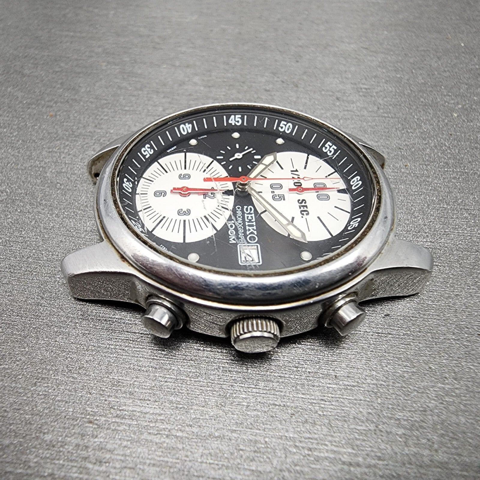 Seiko Chronograph Watch Men 37mm Black Dial Silver Tone Date 7t920bm0 New Batt5