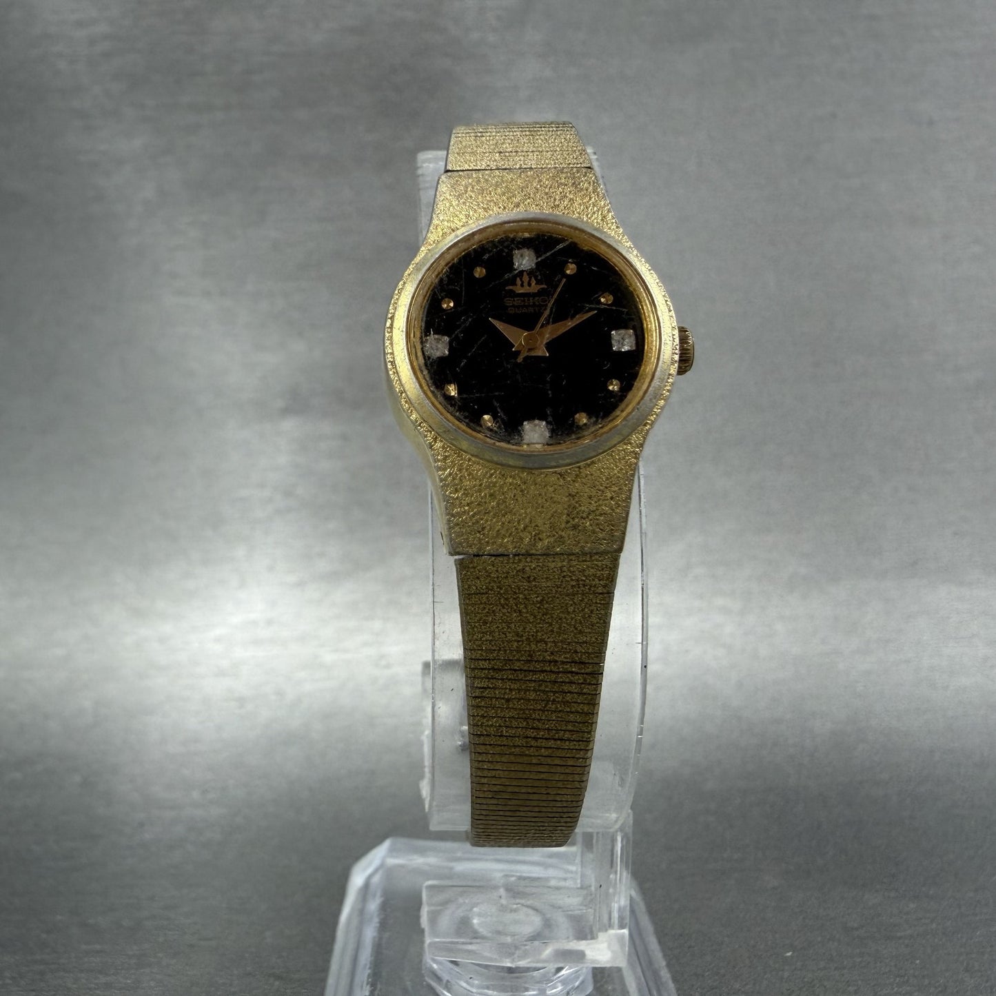 Seiko Watch Women 20mm Black Dial Gold Tone Round 8Y21-0020 New Battery5