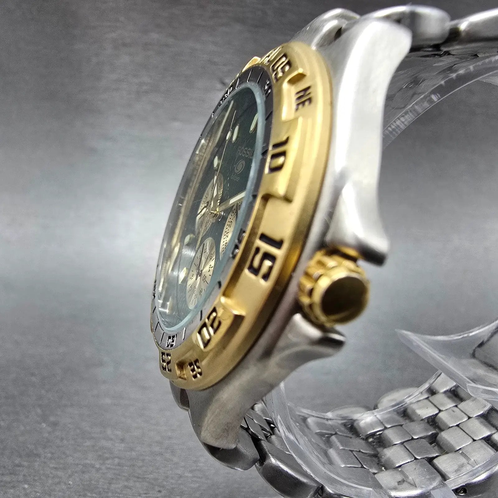 Fossil Blue Watch Men 40mm Green Dial Two Tone Daydate BQ-8776 New Battery2