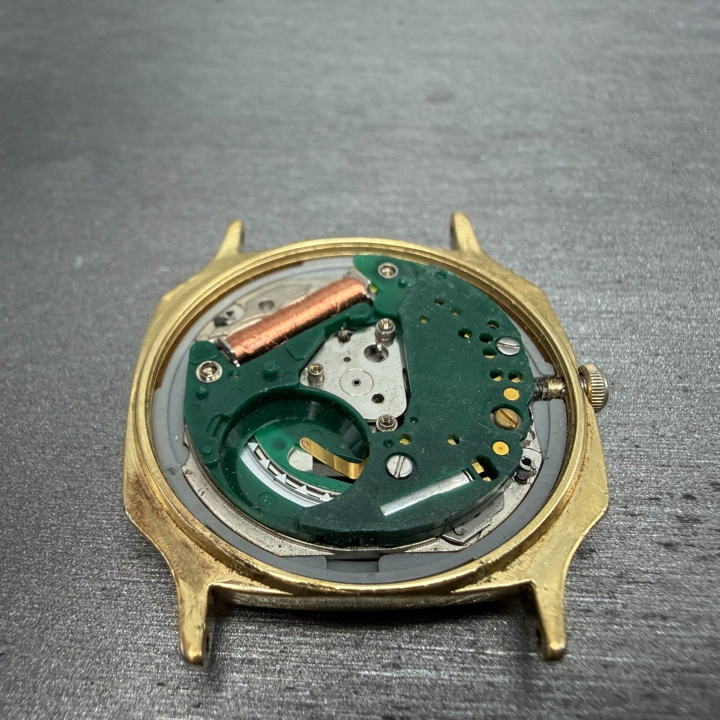 Seiko SQ Watch Men 31mm Black Dial Gold Tone Octagon Date 8222 PARTS Vintage10