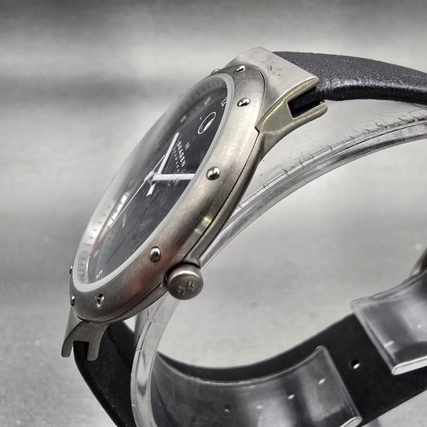 Skagen Slimline Watch Men 35mm Black Dial Titanium 530LTLB New Battery2