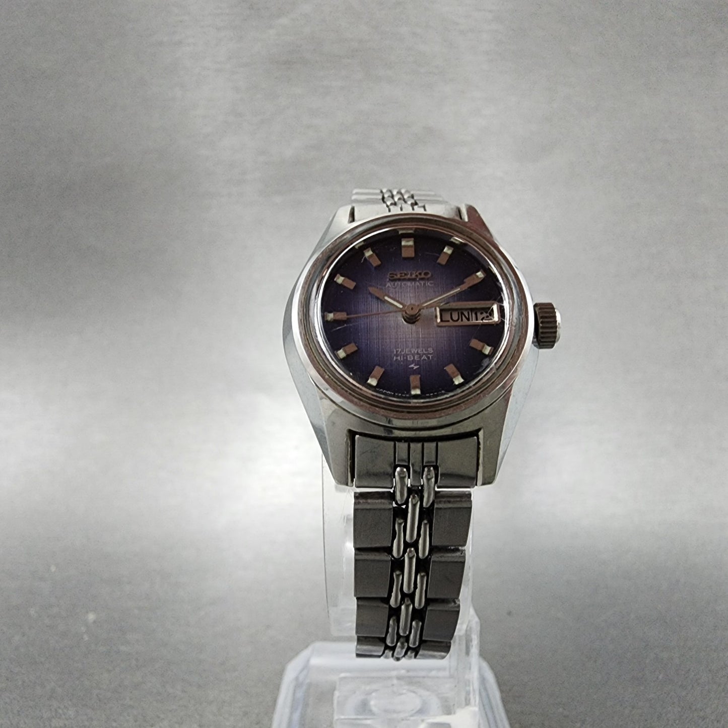 Seiko Automatic Watch Women 25mm Blue Dial Silver Tone Daydate READ!!! 2206 Runs5