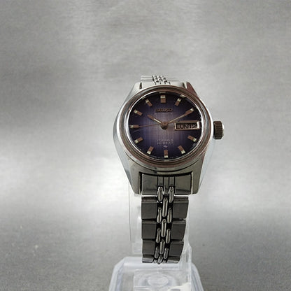 Seiko Automatic Watch Women 25mm Blue Dial Silver Tone Daydate READ!!! 2206 Runs5