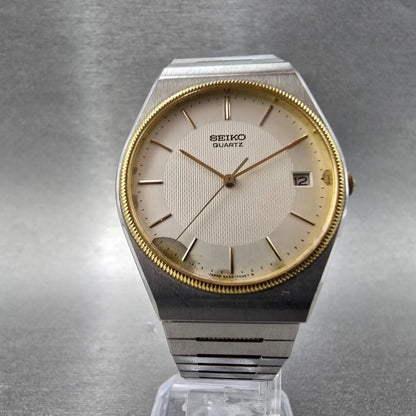 Seiko Watch Men 33mm Silver Dial Two Tone Date Round 6432-7019 PARTS6