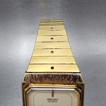 Seiko Tank Watch Men 27mm Cream Dial Gold Tone 6430-5140 New Battery