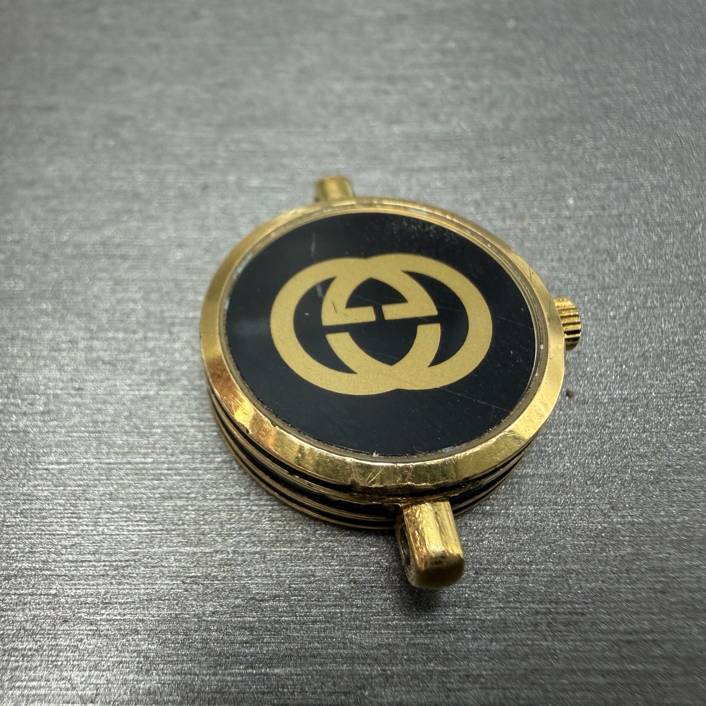 Gucci 2000L Watch Women 21mm Black Dial Gold Plated Round Vintage PARTS11