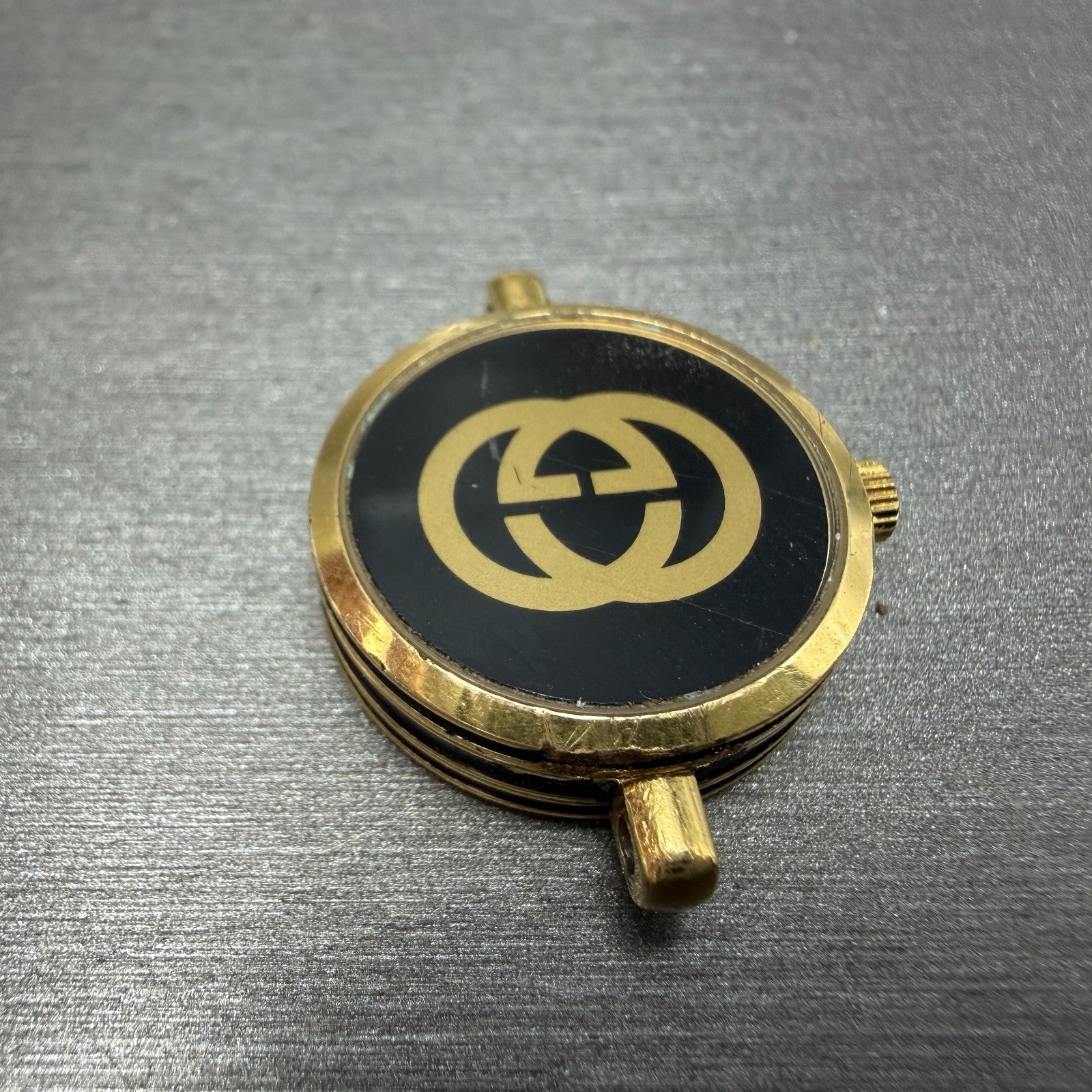 Gucci 2000L Watch Women 21mm Black Dial Gold Plated Round Vintage PARTS11