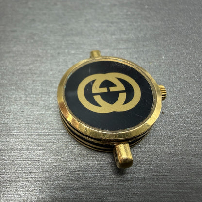 Gucci 2000L Watch Women 21mm Black Dial Gold Plated Round Vintage PARTS11