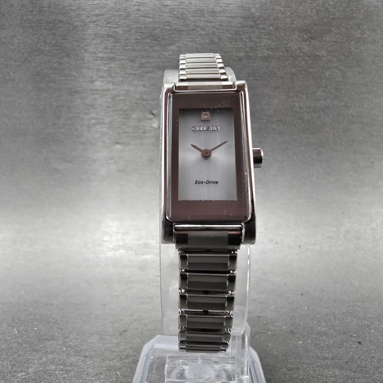 Citizen Eco-Drive Tank Watch Women 14mm Silver Dial Silver Tone G620-R010638 Run5