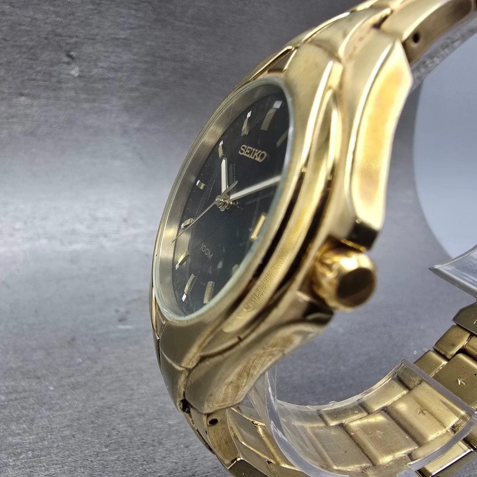 Seiko Watch Men 38mm Brown Dial Gold Tone Date Round 7N42-0BC0 PARTS Vintage3