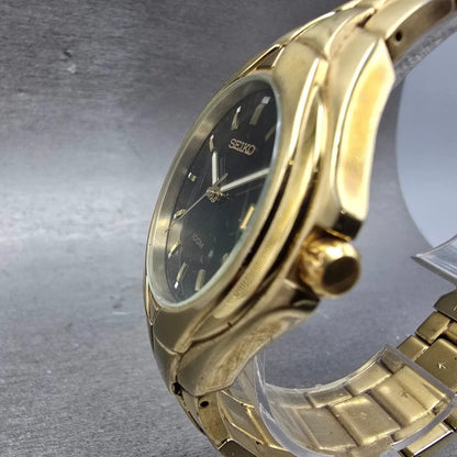 Seiko Watch Men 38mm Brown Dial Gold Tone Date Round 7N42-0BC0 PARTS Vintage3