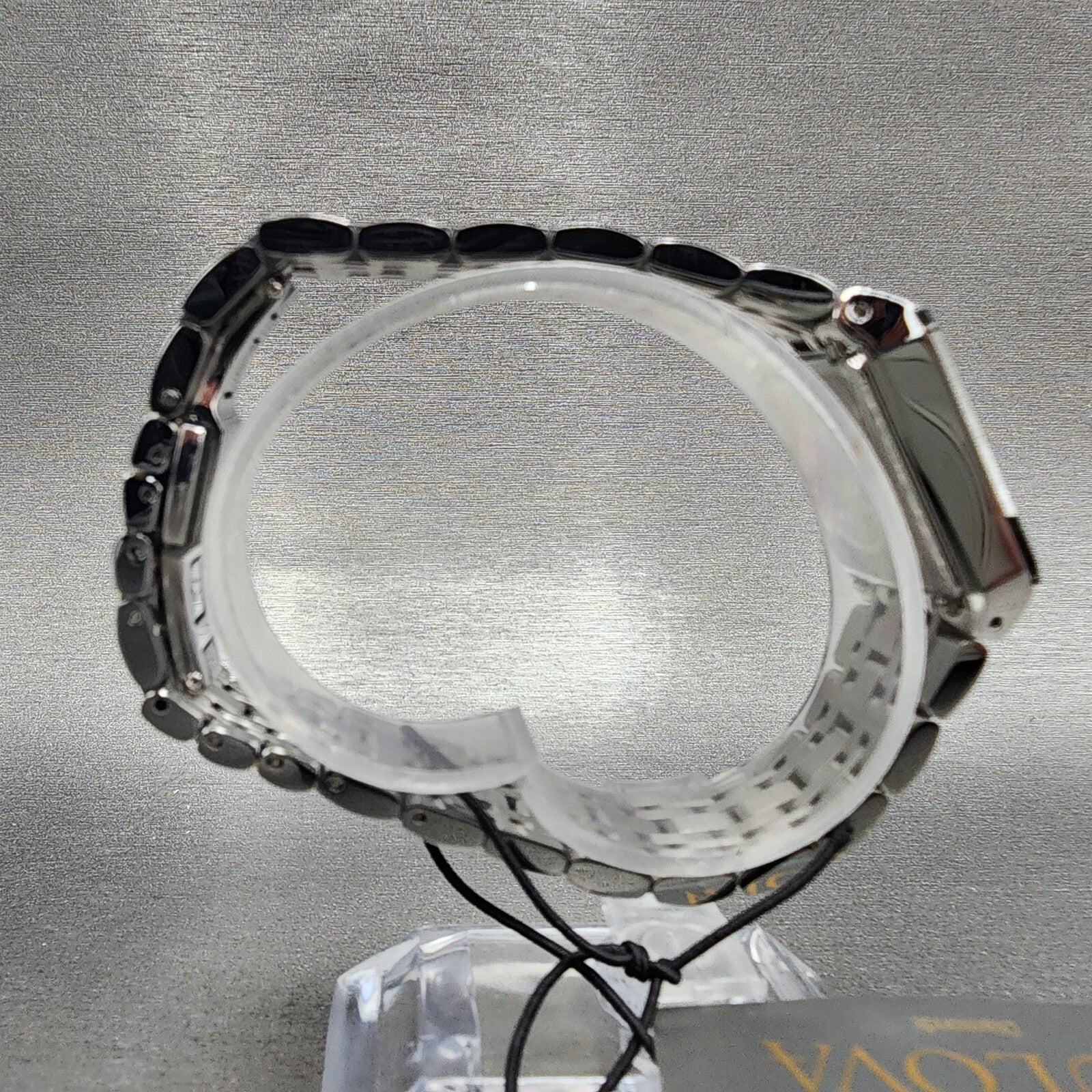 Bulova Quadra Tank Watch Women 21mm Black Dial Two Tone Rectangle 98P185 CHIPPED8
