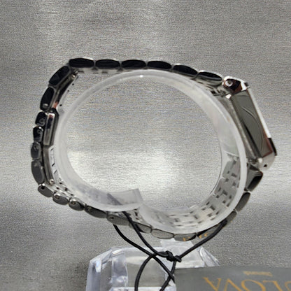 Bulova Quadra Tank Watch Women 21mm Black Dial Two Tone Rectangle 98P185 CHIPPED8