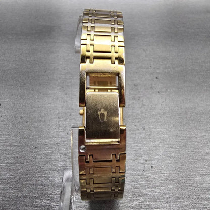 Bulova Watch Women 20mm Gold Dial Gold Tone Rectangle Vintage New Battery 97L447
