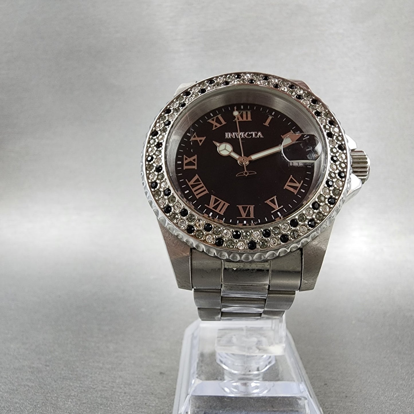 Invicta Angel Watch Women 41mm Black Dial Steel Date Round 21610 New Battery5
