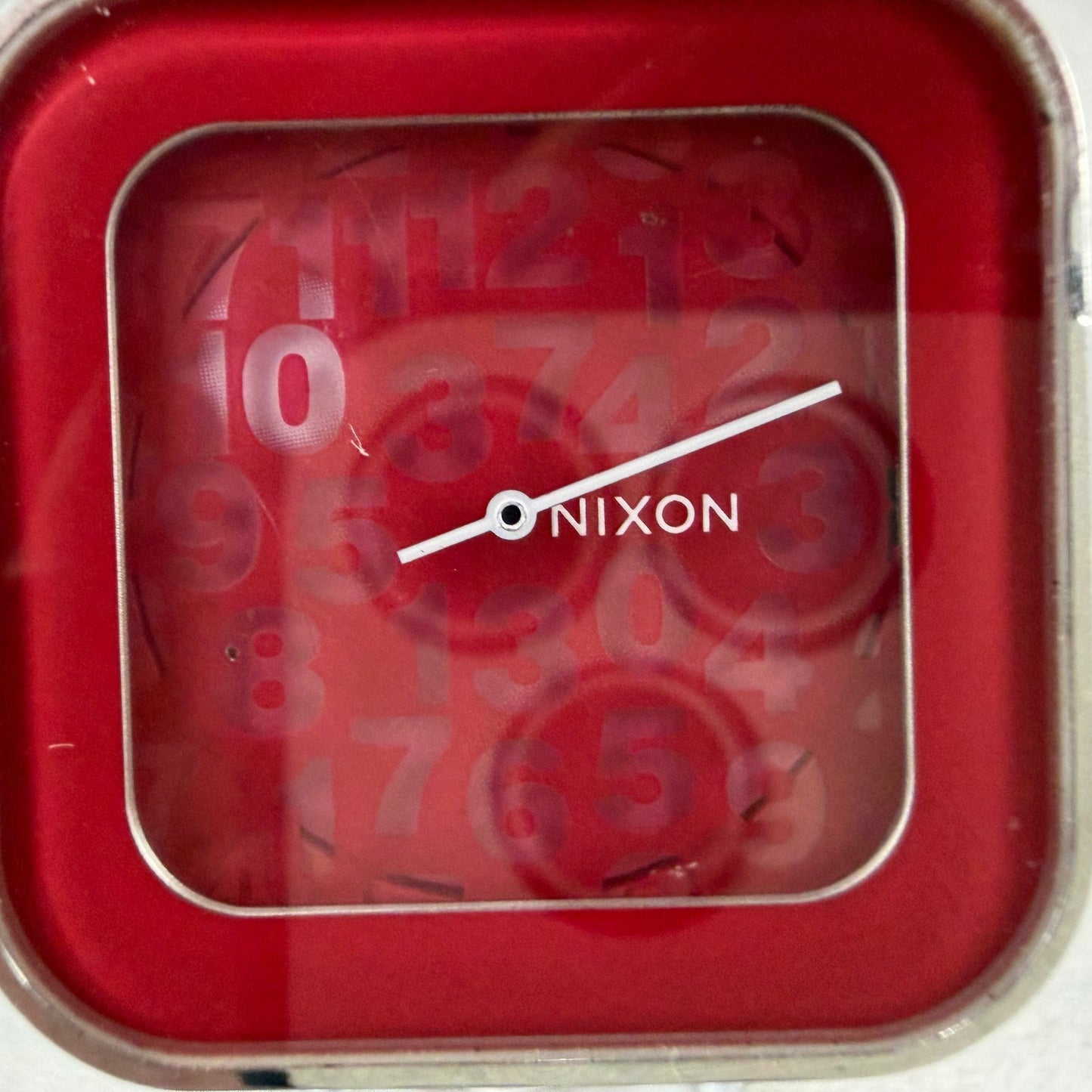 Nixon The Rocio Watch Women 38mm Red Dial Silver Tone Square New Battery1