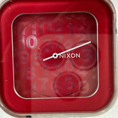 Nixon The Rocio Watch Women 38mm Red Dial Silver Tone Square New Battery1