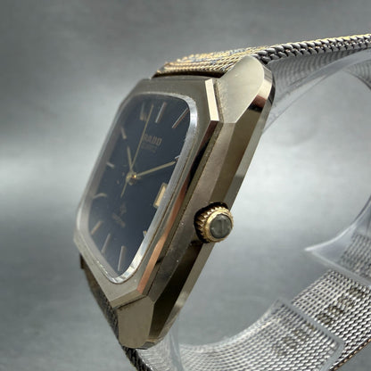 Rado Diastar Watch Men 31mm Black Dial Gold Tone Date Rectangle 171.8697 New Bat2