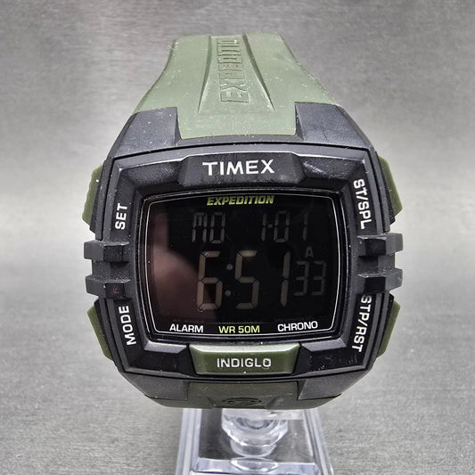Timex Expedition Watch Men 45mm Black Green Alarm Chronograph T49903 New Batt0