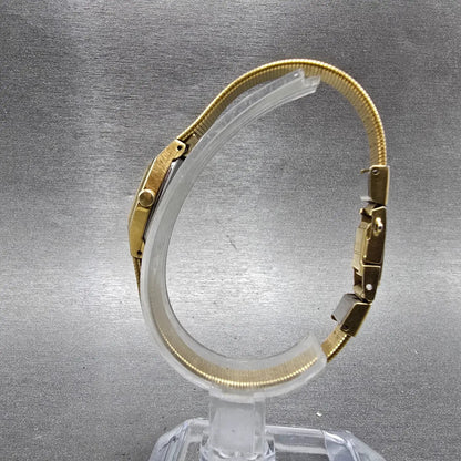 Seiko Watch Women 17mm Gold Dial Gold Tone Oval 2C20-6450 New Battery Vintage6