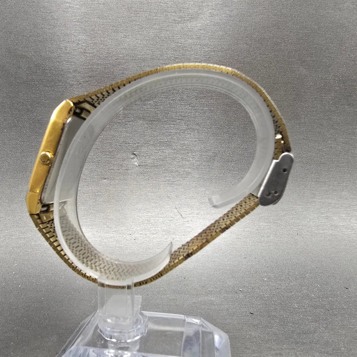 Seiko Tank Watch Men 26mm Gold Dial Gold Tone Rectangle 5Y95-5000 PARTS LP7