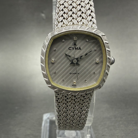 Cyma Watch Women 22mm Silver Dial Silver Tone Rectangle 616SP Mesh New Battery0