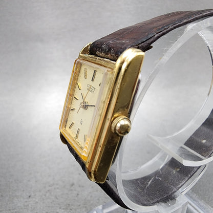 Citizen CQ Tank Watch Women 19mm Champagne Dial Gold Tone 7530041909 NewBattery2