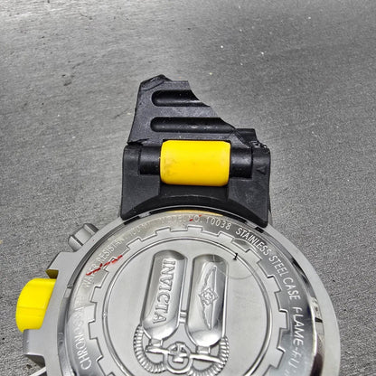 Invicta Chronograph Dive Watch Men 50mm Black Dial Steel Yellow 10038 NewBattery14