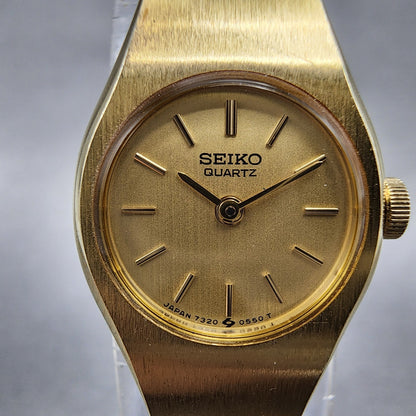Seiko Watch Women 17mm Champagne Dial Gold Tone Round 73200209 New Battery1