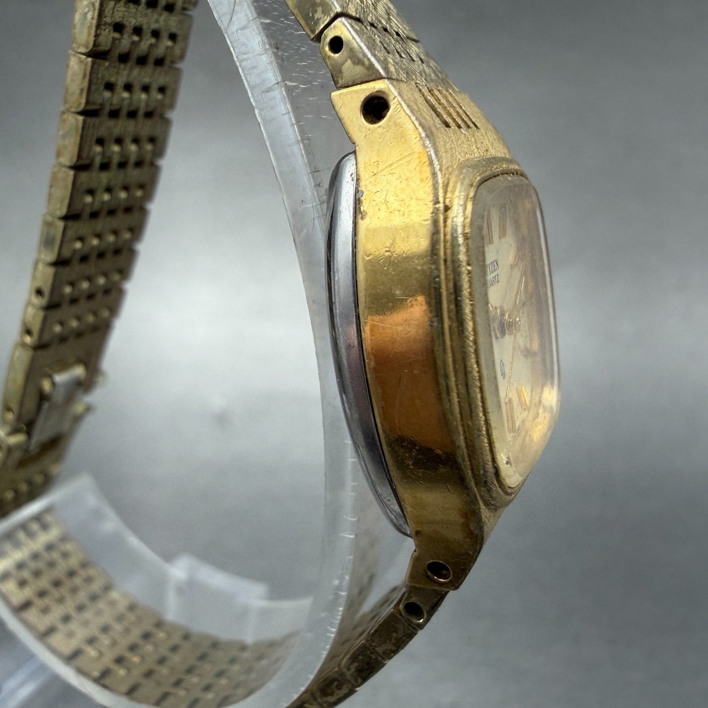 Citizen CQ Watch Women 18mm Champagne Dial Gold Tone Rectangle New Battery3