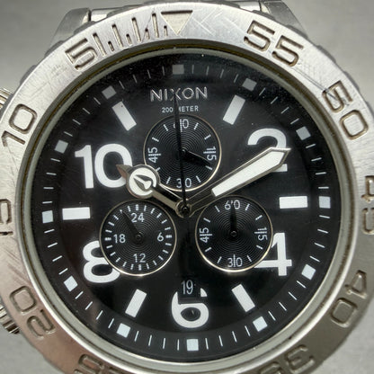 Nixon 42-20 Chrono Watch Women 42mm Black Dial Silver Tone Date New Battery1