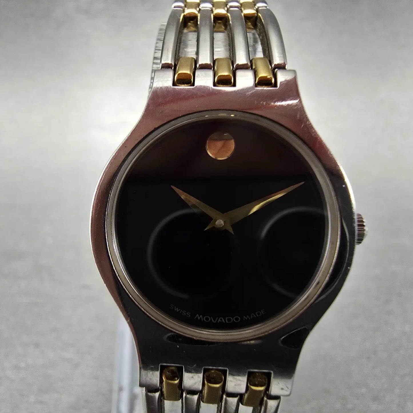 Movado Esperanza Watch Women 23mm Black Dial Two Tone Round 84 A1 1821 New Batt1