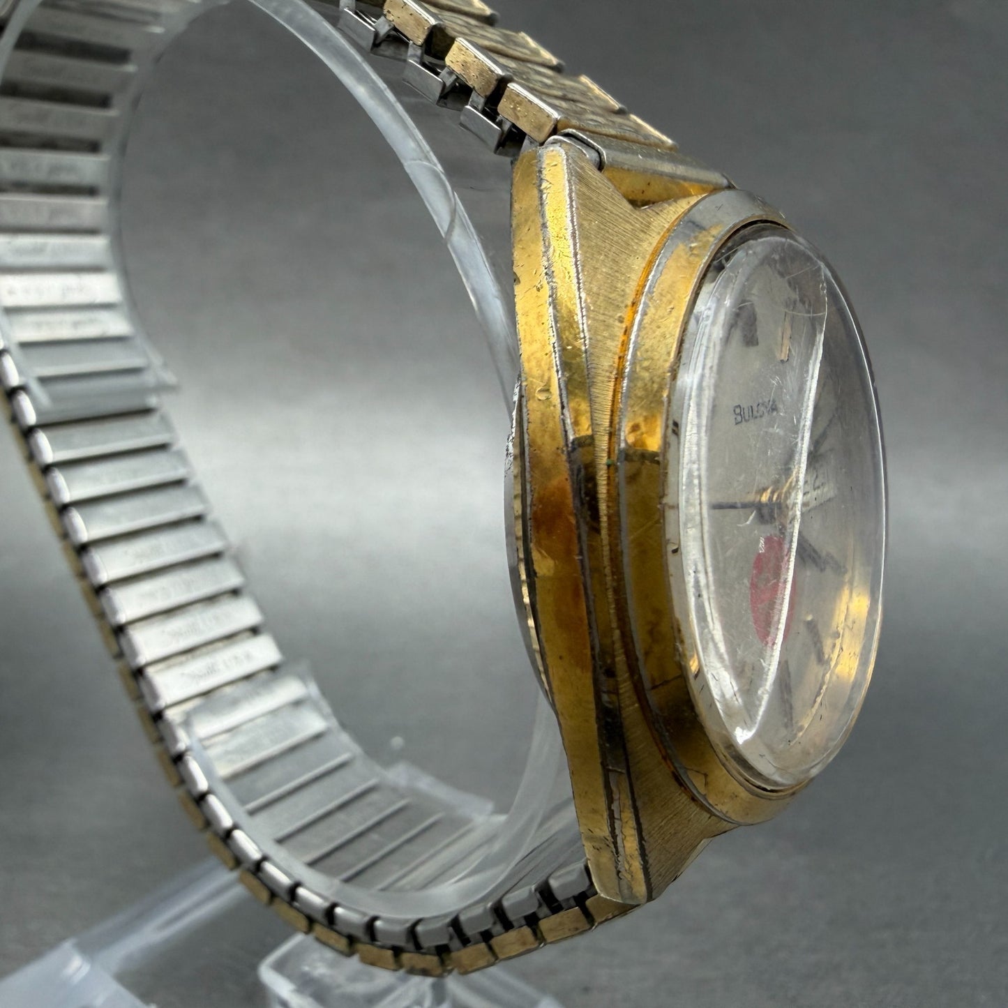 Bulova Automatic Watch Men 36mm Champagne Dial Gold Tone Daydate 57036 PARTS VTG8