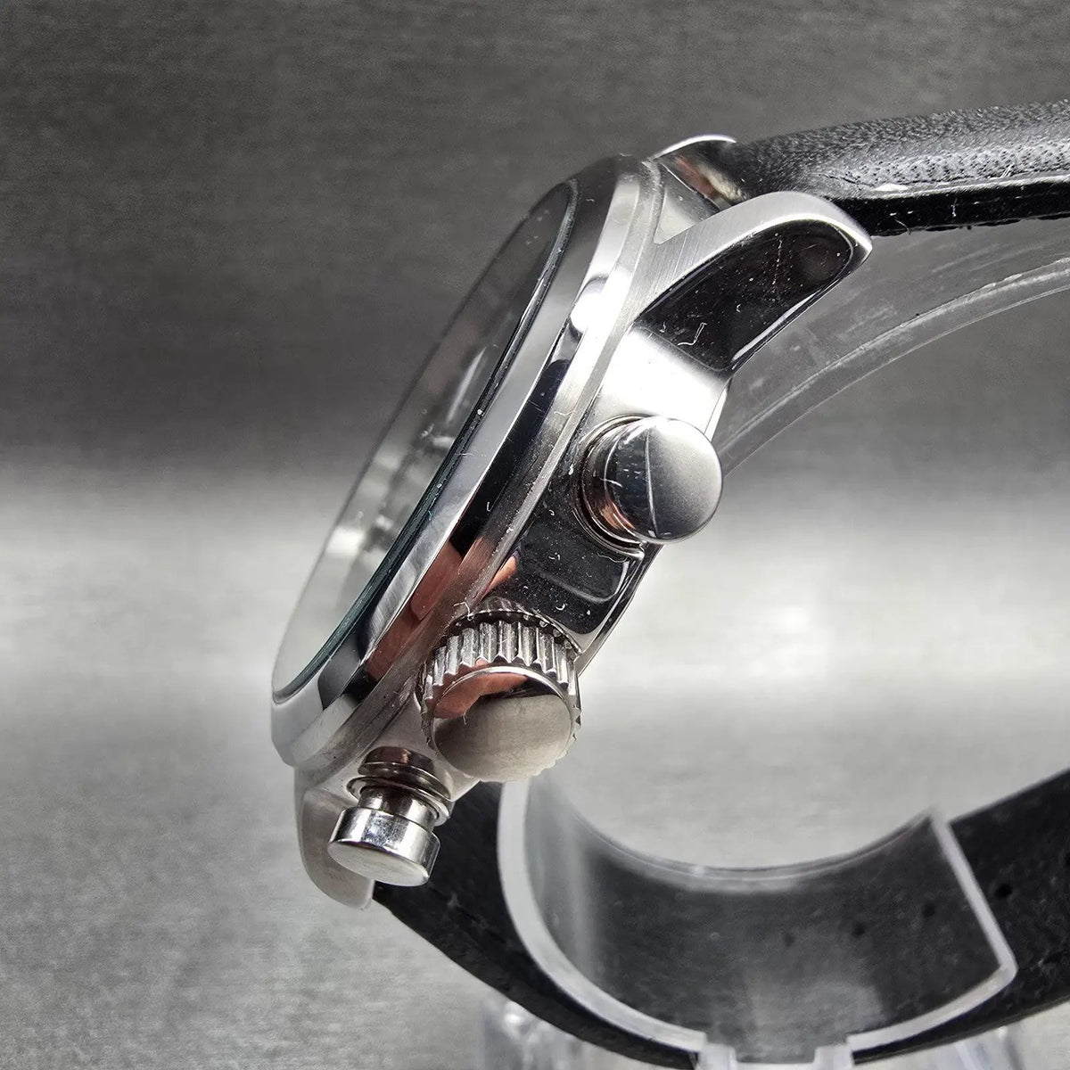 Seiko Chronograph Watch Men 40mm Black Dial Silver Tone Date 6T63-00A0 New Batt2