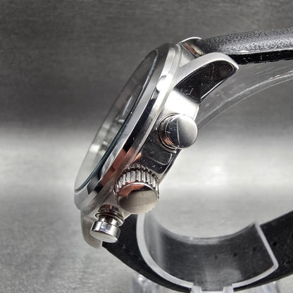 Seiko Chronograph Watch Men 40mm Black Dial Silver Tone Date 6T63-00A0 New Batt2