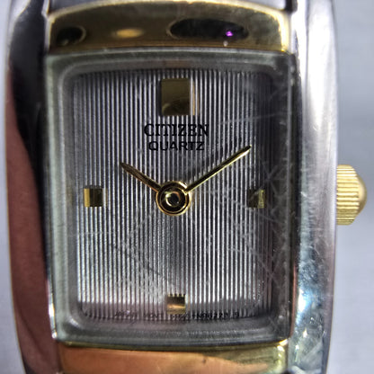 Citizen Watch Women 17mm Silver Dial Two Tone Rectangle 5920-S77112 New Battery1