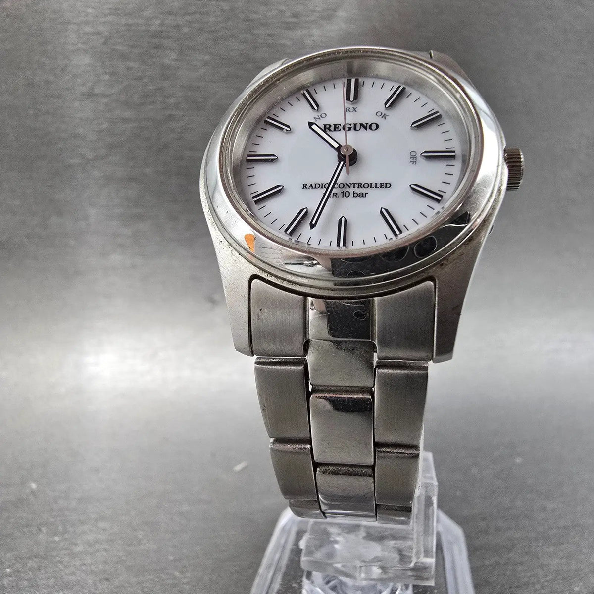 Citizen Reguno Watch Women 28mm White Dial Steel Atomic Solar Round Runs JDM6