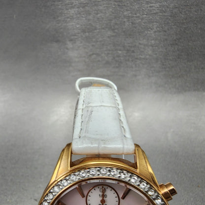 Seiko Chronograph Watch Women 34mm MOP Dial Gold Tone Date 7t920mz0 New Battery4