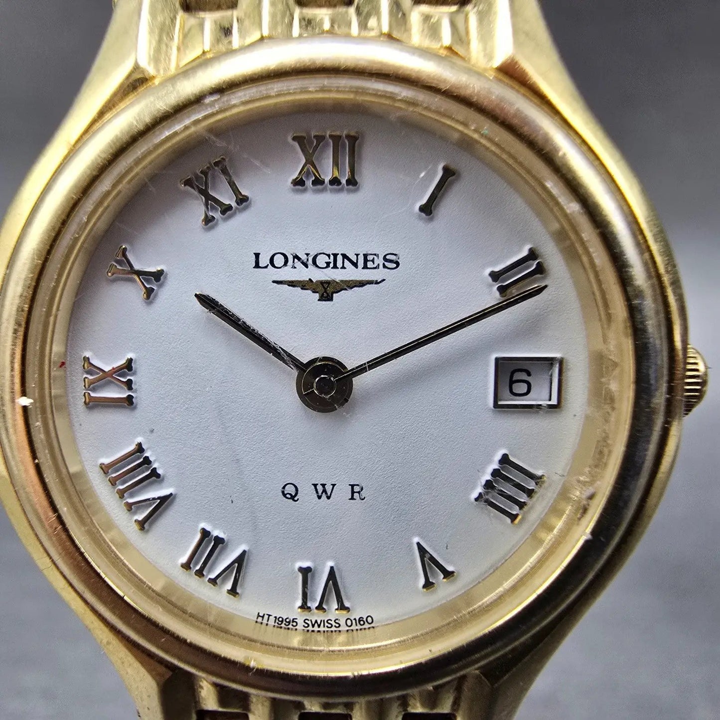 Longines QWR Watch Women 25mm White Dial Gold Tone Date Round New Battery1