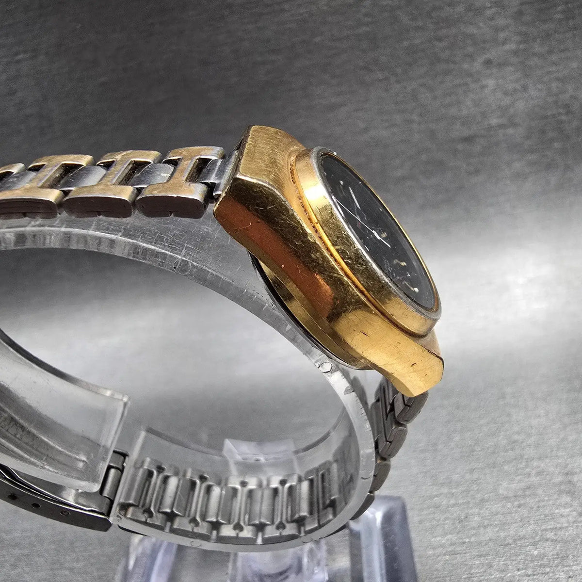 Seiko Automatic Watch Women 24mm Black Dial Gold Tone Daydate 2206-0770 Works JP3
