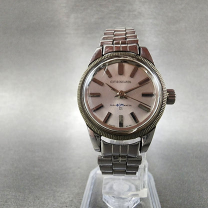 Citizen Carol Watch Women 25mm White Dial Steel Manual Wind 21 Jewels Runs5