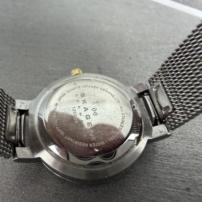 Skagen Watch Women 23mm Silver Dial Two Tone Round Mesh 120SGS New Battery9