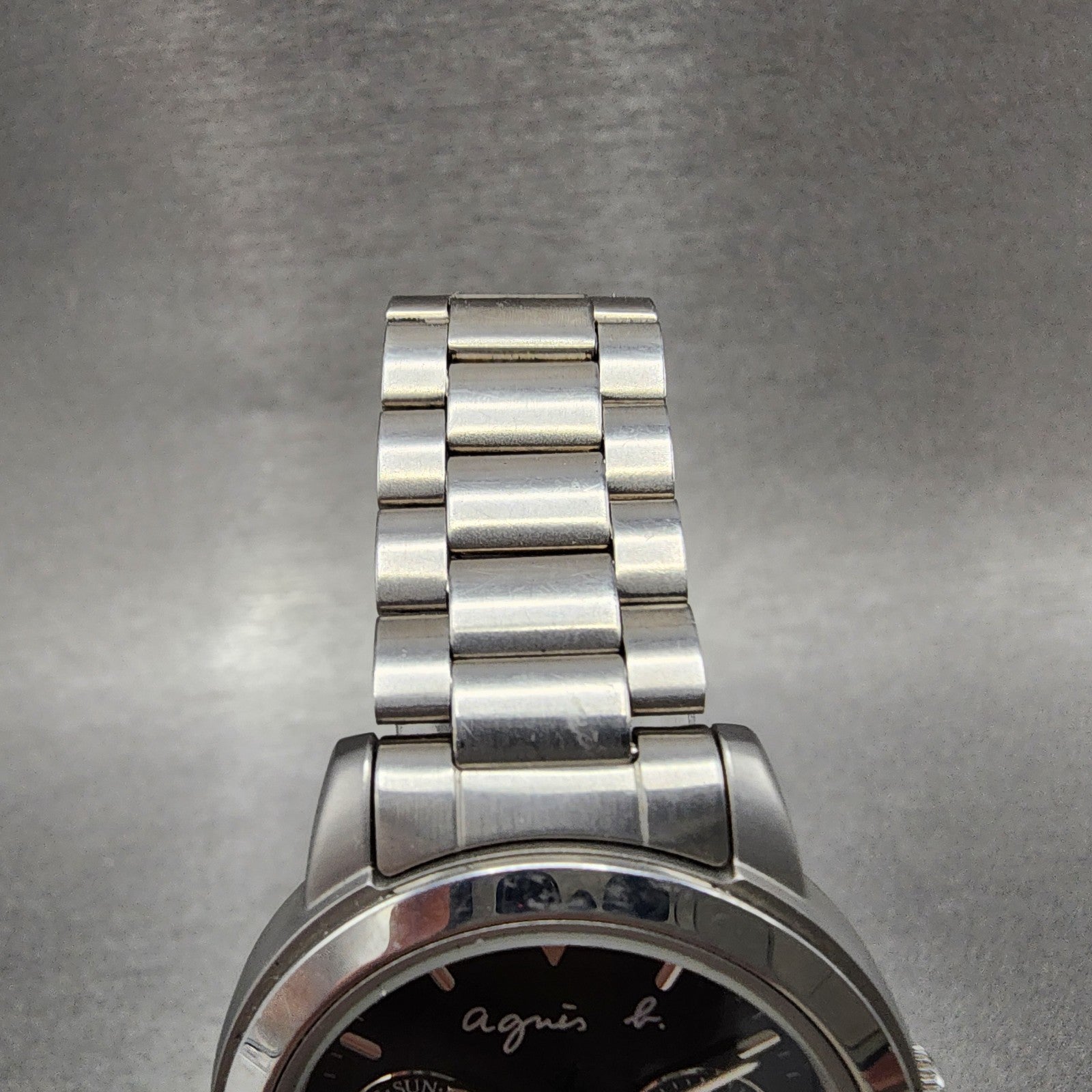 Seiko Agnes B Watch Women 33mm Black Dial Steel Daydate Round V33J0010 New Batt4