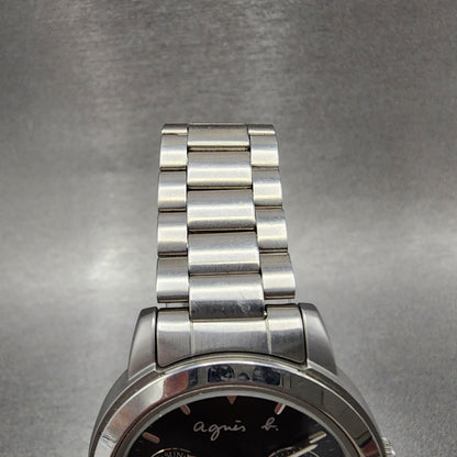 Seiko Agnes B Watch Women 33mm Black Dial Steel Daydate Round V33J0010 New Batt4