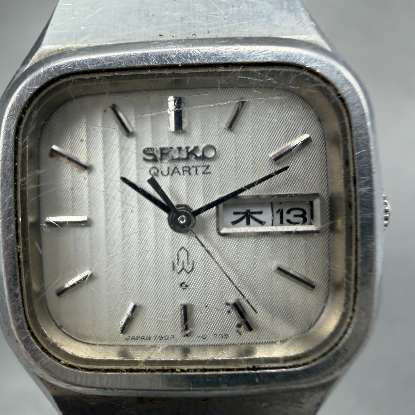 Seiko Watch Women 24mm Silver Dial Silver Tone Daydate 7903-5000 New Battery VTG1