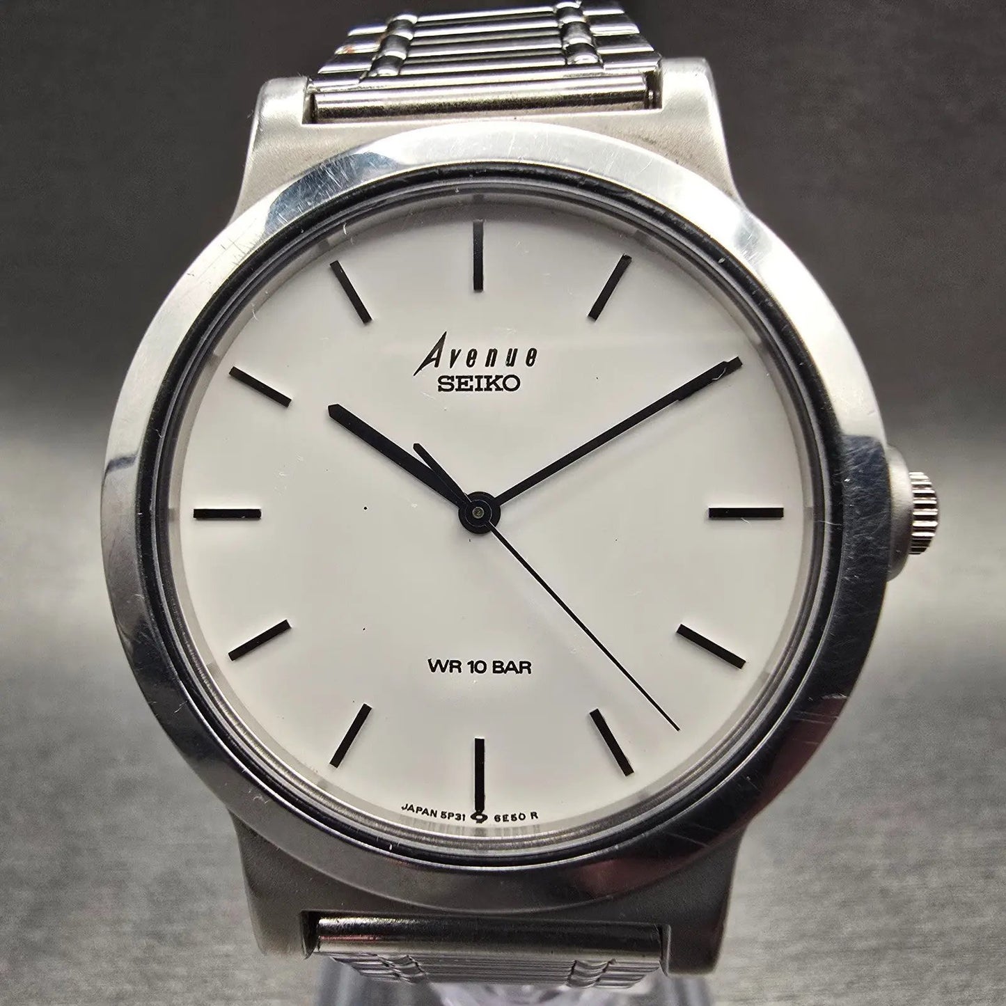 Seiko Avenue Watch Men 33mm White Dial Silver Tone Round 5P31-6C80 New Battery1