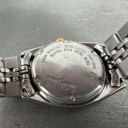 Seiko Watch Women 25mm White Dial Two Tone Daydate Round 7n83-0041 New Batt 87B9