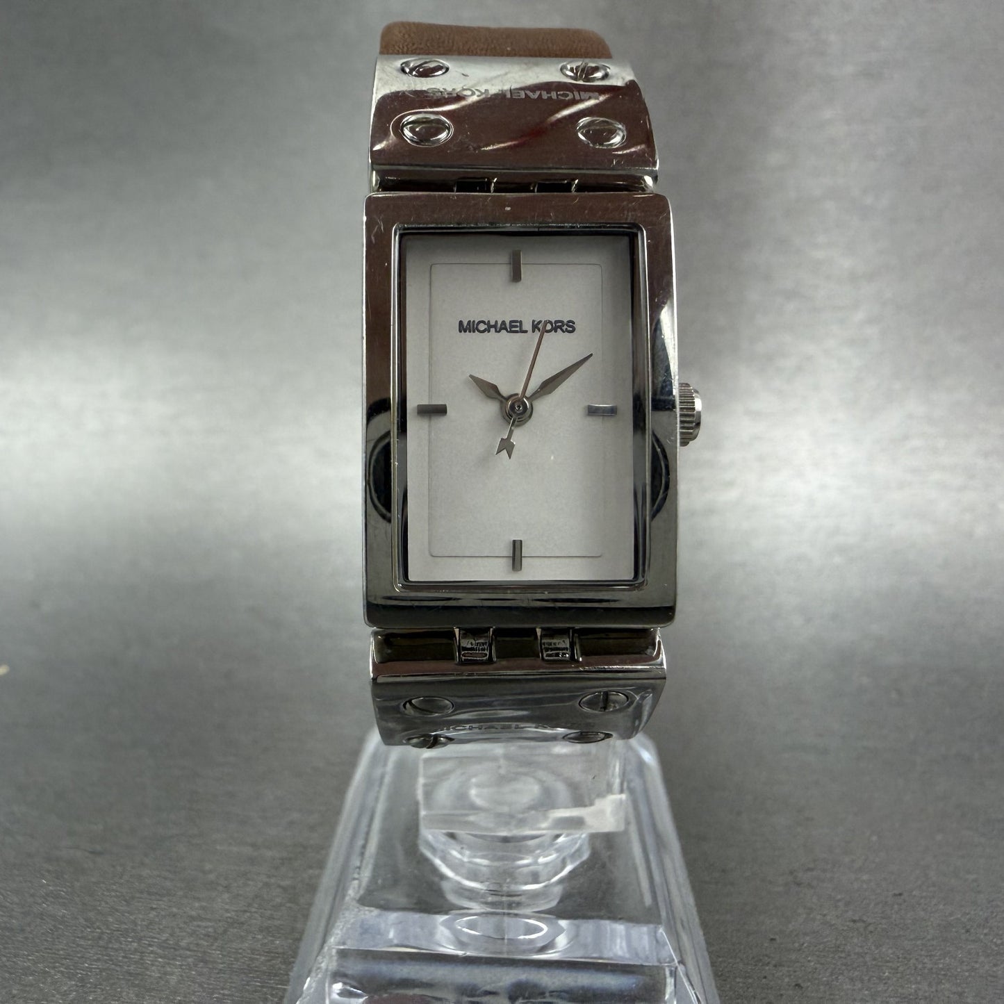 Michael Kors Darci watch Women 18mm Silver Dial Steel Rectangle MK2129 New Batt5
